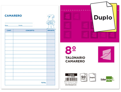 Talonario Liderpapel Camarero 8º 50 juegos duplicado